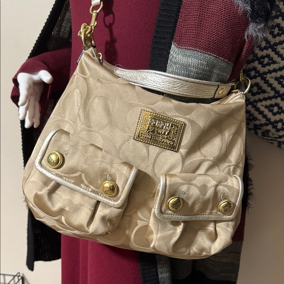 Coach Beautiful Metallic Tan Poppy Bag - Picture 1 of 12